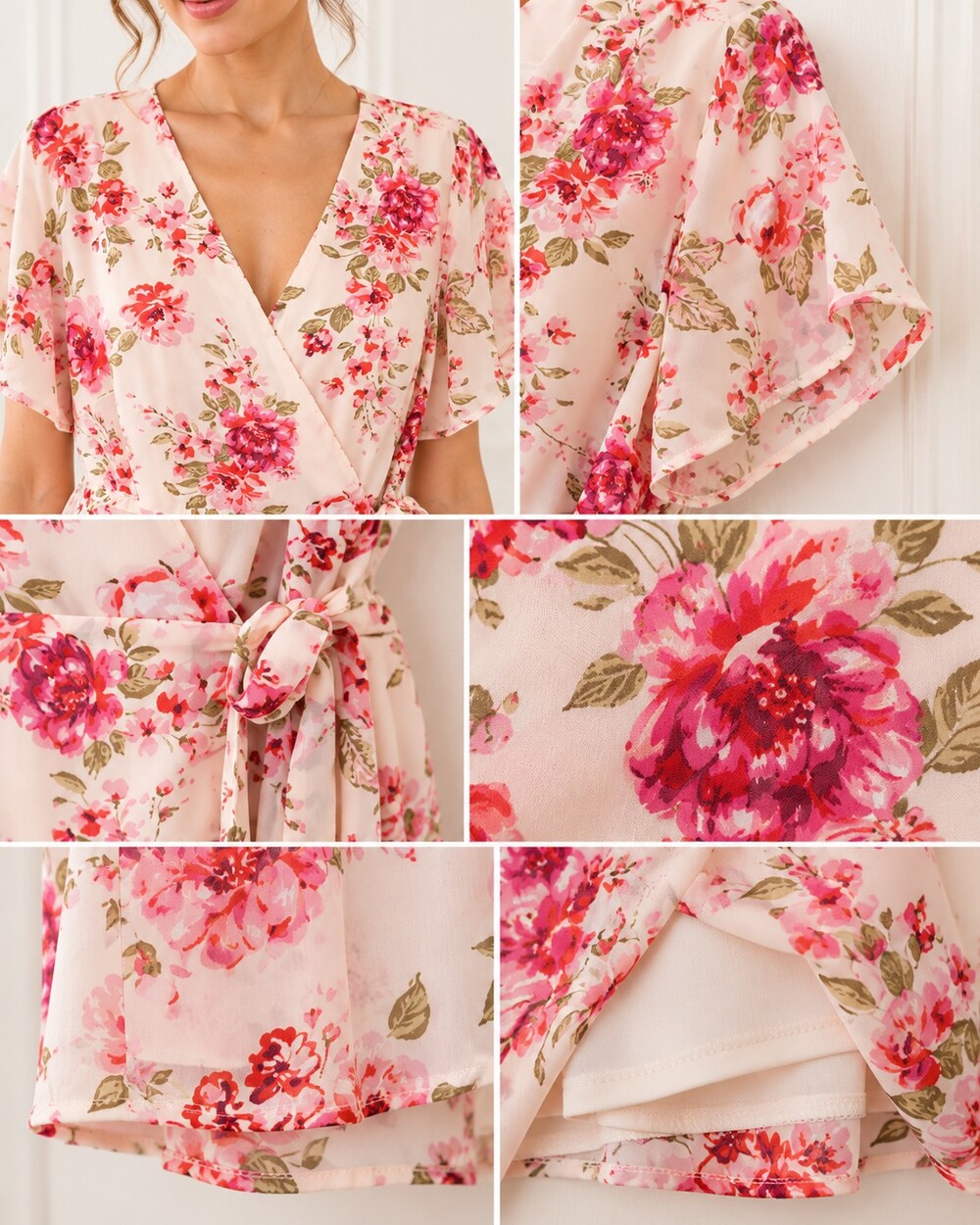 New Look Pink Floral High Low Wrap Maxi Dress Romantic Feminine | Size XL - Picture 4 of 9